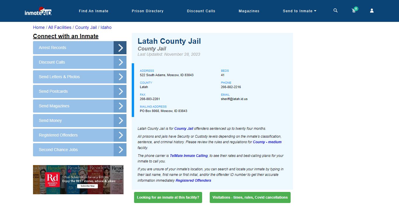 Latah County Jail - Inmate Locator - Moscow, ID
